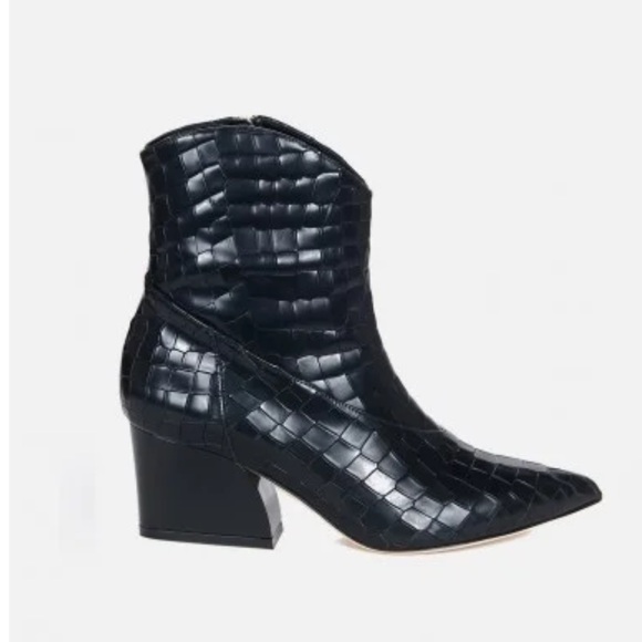 Tibi Black Croc Embossed Booties - Picture 2 of 10